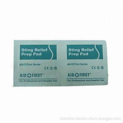 Sting relief prep pad, offset printed